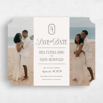 Beige Ticket Wedding Save the Date - Sage Multiphoto