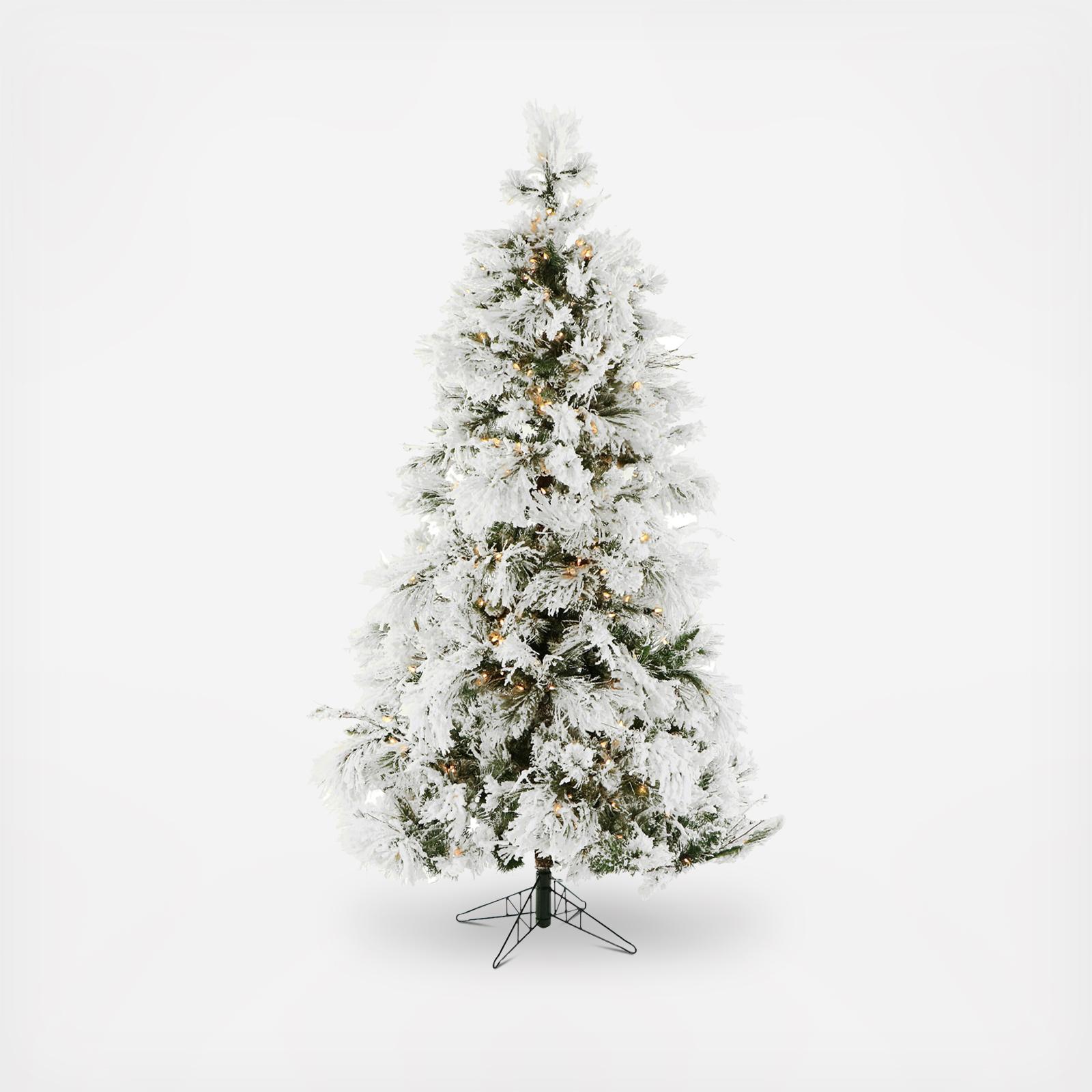 Fraser Hill Farm, Flocked Snowy Pine Christmas Tree with Smart