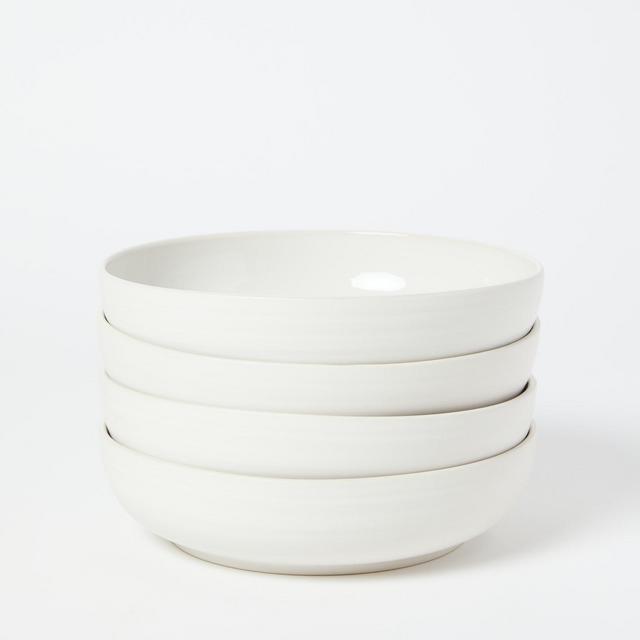 Shaker Stoneware Low Bowl, Set of 4