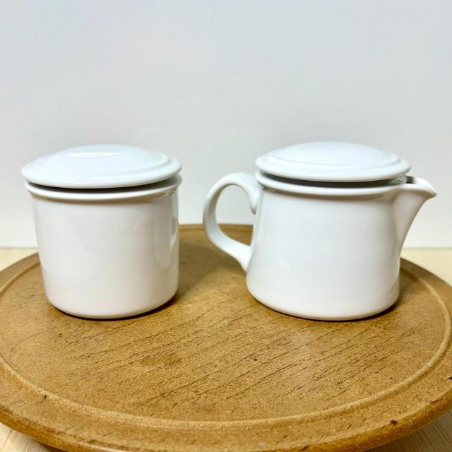 Dansk Café Blanc Cream & Sugar Set with Lids – White Minimalist Scandinavian Modern Serving Set – Microwave Safe