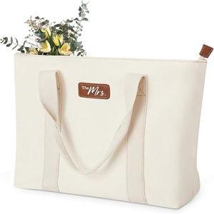 AW BRIDAL Monogram Canvas Tote Bag for Chrismas, Bridal Shower, Retirement, Birthday Gifts for Women Mom Wife Sister Friends