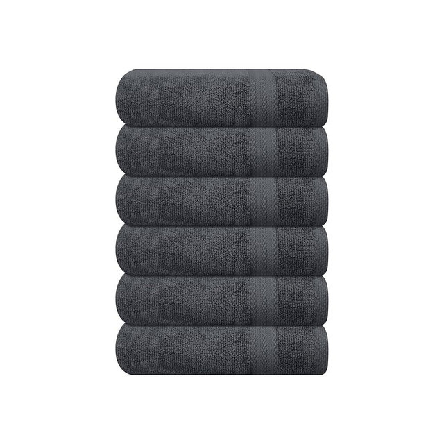 GLAMBURG Ultra Soft 6-Piece Hand Towel Set 16x28-100% Ringspun Cotton - Durable & Highly Absorbent Hand Towels - Ideal for use in Bathroom, Kitchen, Gym, Spa & General Cleaning - Charcoal Grey