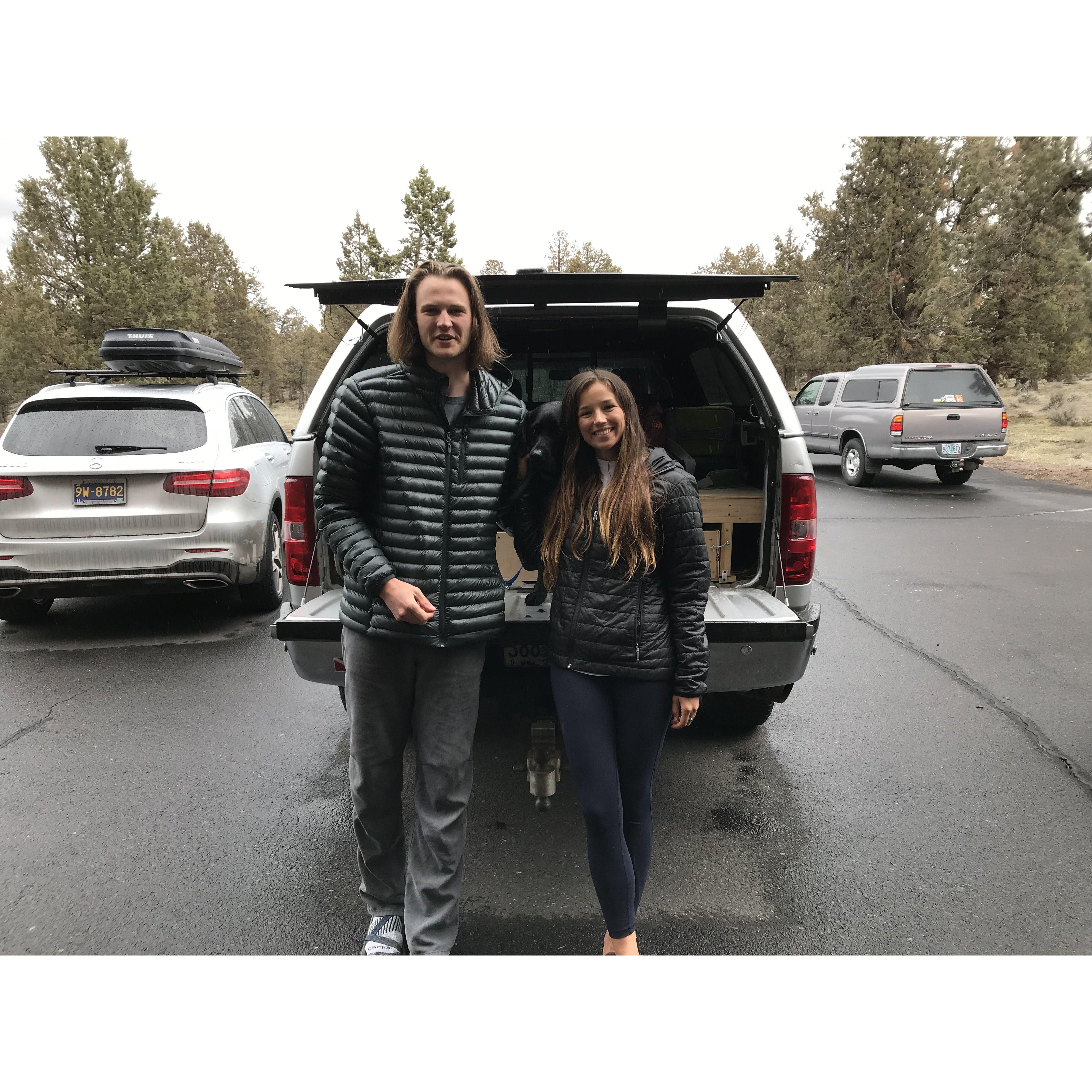 April 2019 - We decided to move into the back of Toby's truck with a 6000 mile road trip ahead us, no plan and we had only been back together for 6 months