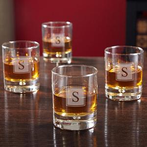 Bryne Block "B" Monogram Whiskey Glasses, Set of 4