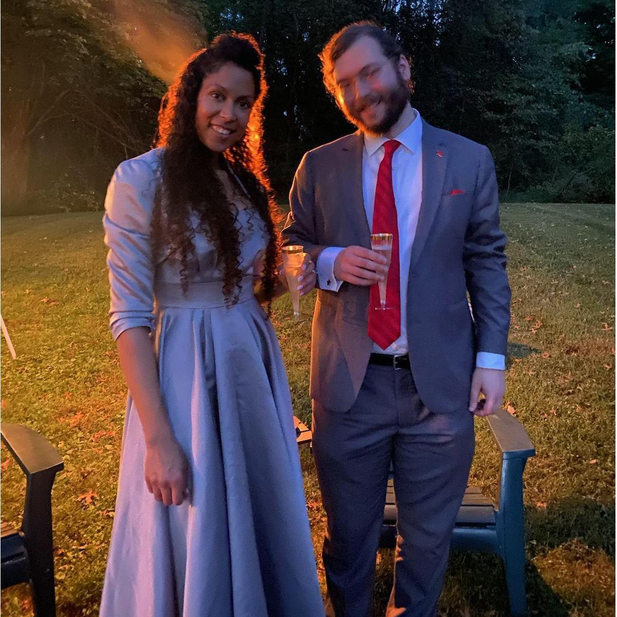 Christy Carnell took this pic of us at our engagement party, hosted by groomsman David Hills!