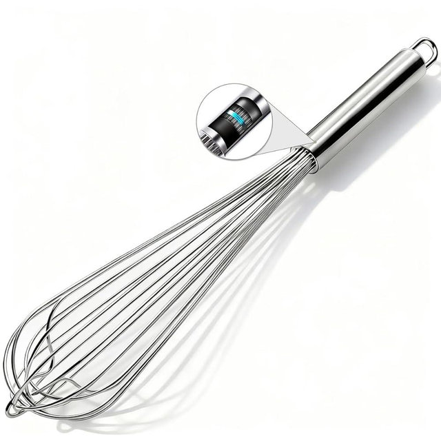 LKEAKICN 18/10 Stainless Steel Large Whisk, 15.5 inch Heavy Duty Long Whisk Suitable for Deep Pots or Big Bowl, Mixing, Beating, Blending