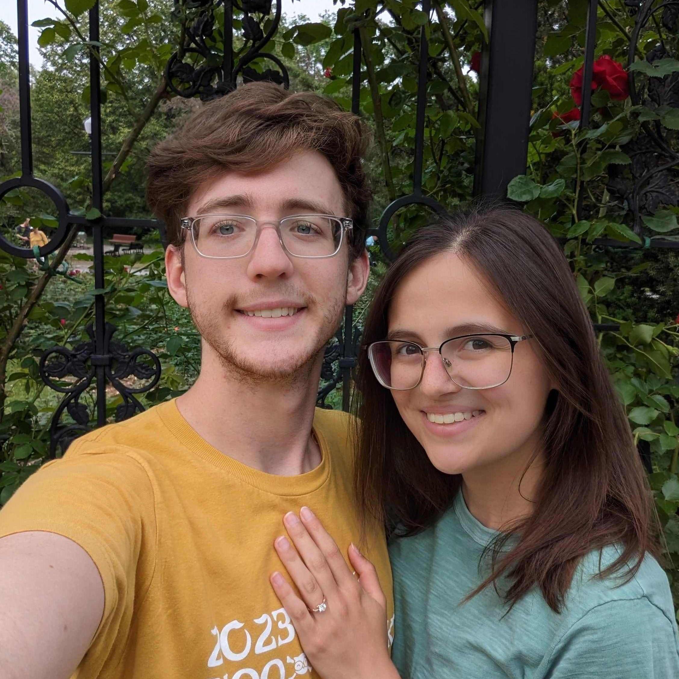This was taken at the Montreal botanical gardens, where Max proposed. One of the first pictures taken post-engagement!