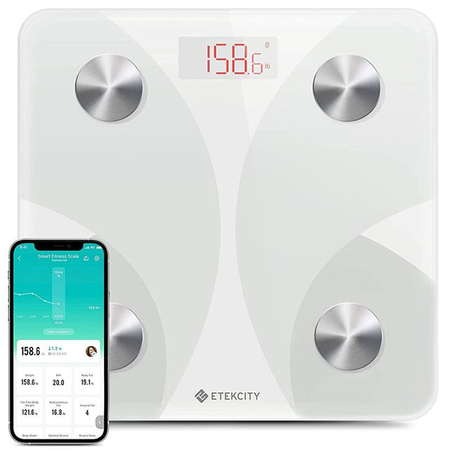Etekcity Scale for Body Weight, Smart Digital Bathroom Weighing Scales with Body Fat and Water Weight for People, Bluetooth BMI Electronic Body Analyzer Machine, 400lb