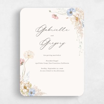 Beige Rounded Wedding Invitation - Almada Portrait