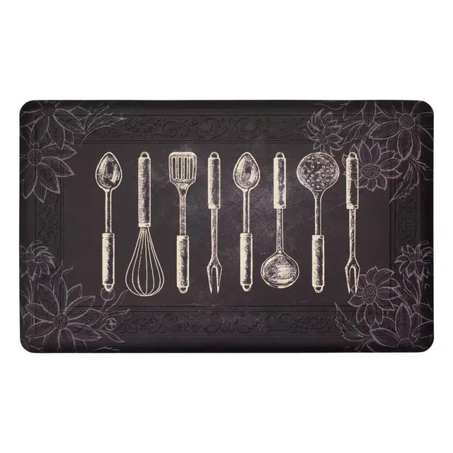 Spring Chalk Utensils 20" x 39" Kitchen Mat