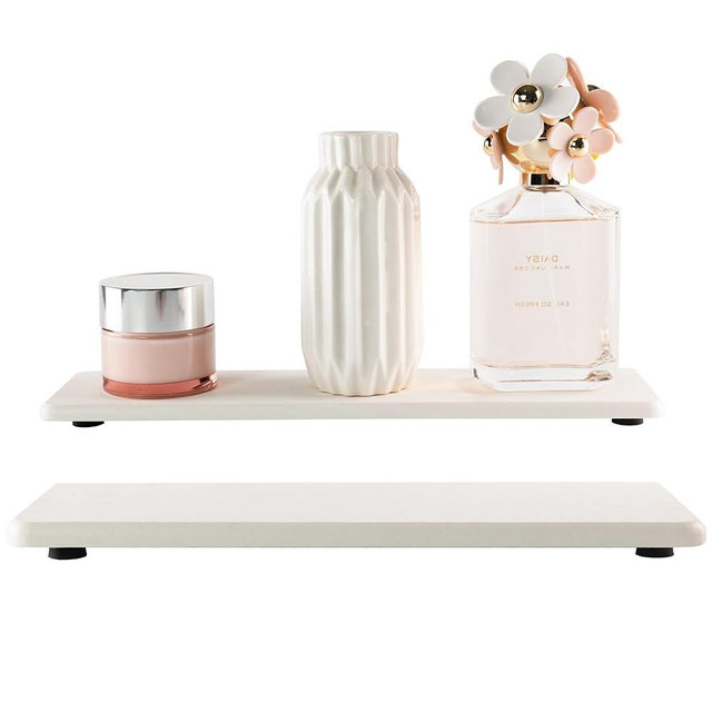 NiuYichee 2 PCS Bathtub Vanity Trays(11.8" * 3.15"), Diatomaceous Earth Coasters, Kitchen Soap Tray, Water Absorbing Stone Used for Hand Soap & Cosmetic Bottles in The Modern Home
