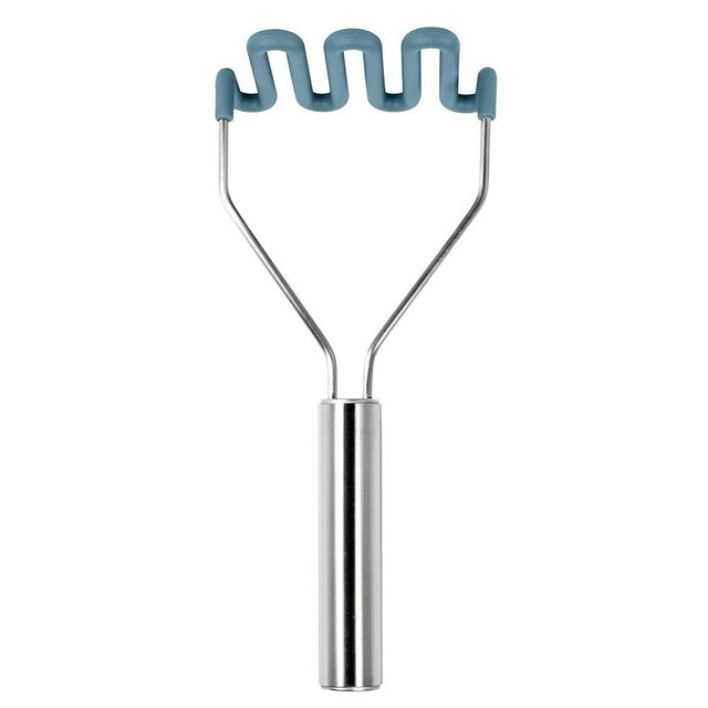 Tovolo Silicone Potato Masher Stainless Steel Handle Pink Sorbet Dishwasher Safe Heat Resistant Non Scratch Handheld Coil Wire Potato Smasher for Nonstick Pans Ergonomic Kitchen Food Prep Tool