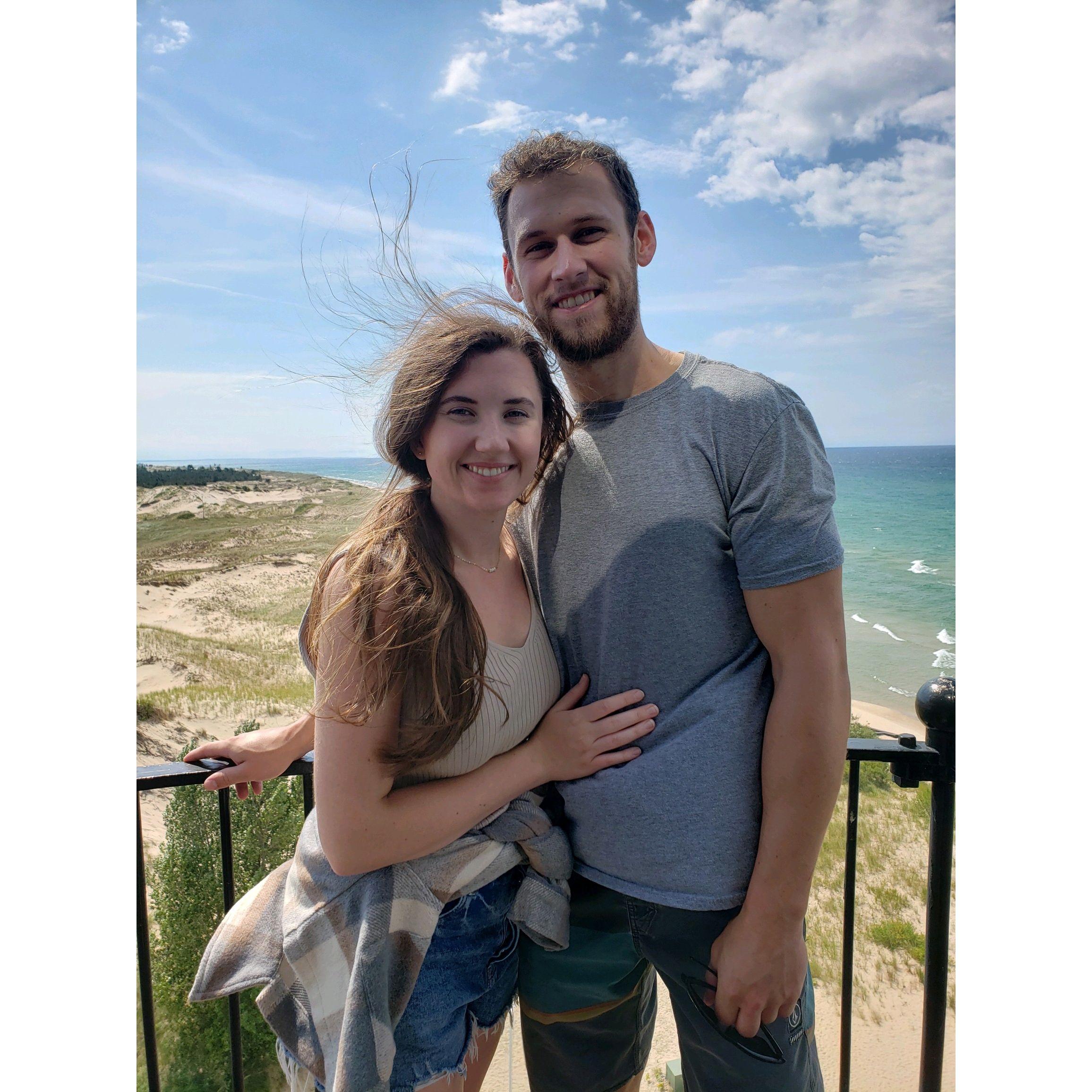 Climbing up the lighthouse in Ludington, MI together in September of 2022.