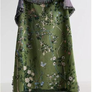 Estella Cotton Woven Throw Blanket - Green Floral