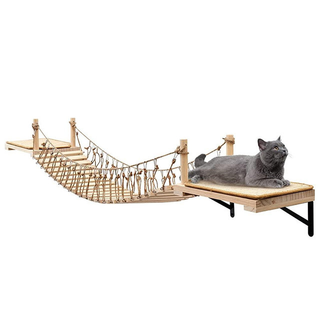 A.FATI Cat Wall Shelves, Cat Wall Furniture with Sisal Cat Scratch Mat, Wooden Cat/Kitty Bed, Wall Shelves and Perches for Sleeping, Playing, Climbing, Cat Climber Shelf