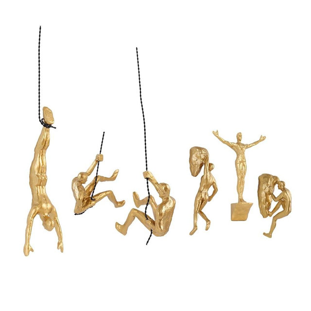 XYQXYQ Climber Sculpture, Modern Decorative Wall Art, Creative Rust Male Climber Art for Home (S-Gold6pcs)