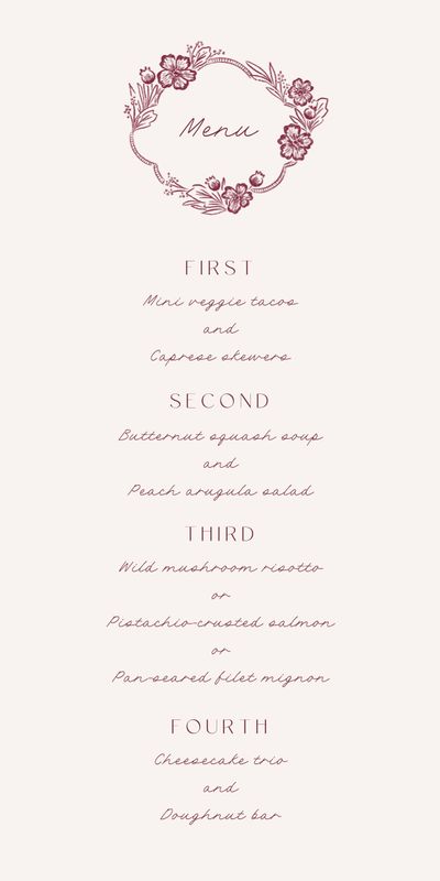 Red Oval Wedding Menu - Ariadne