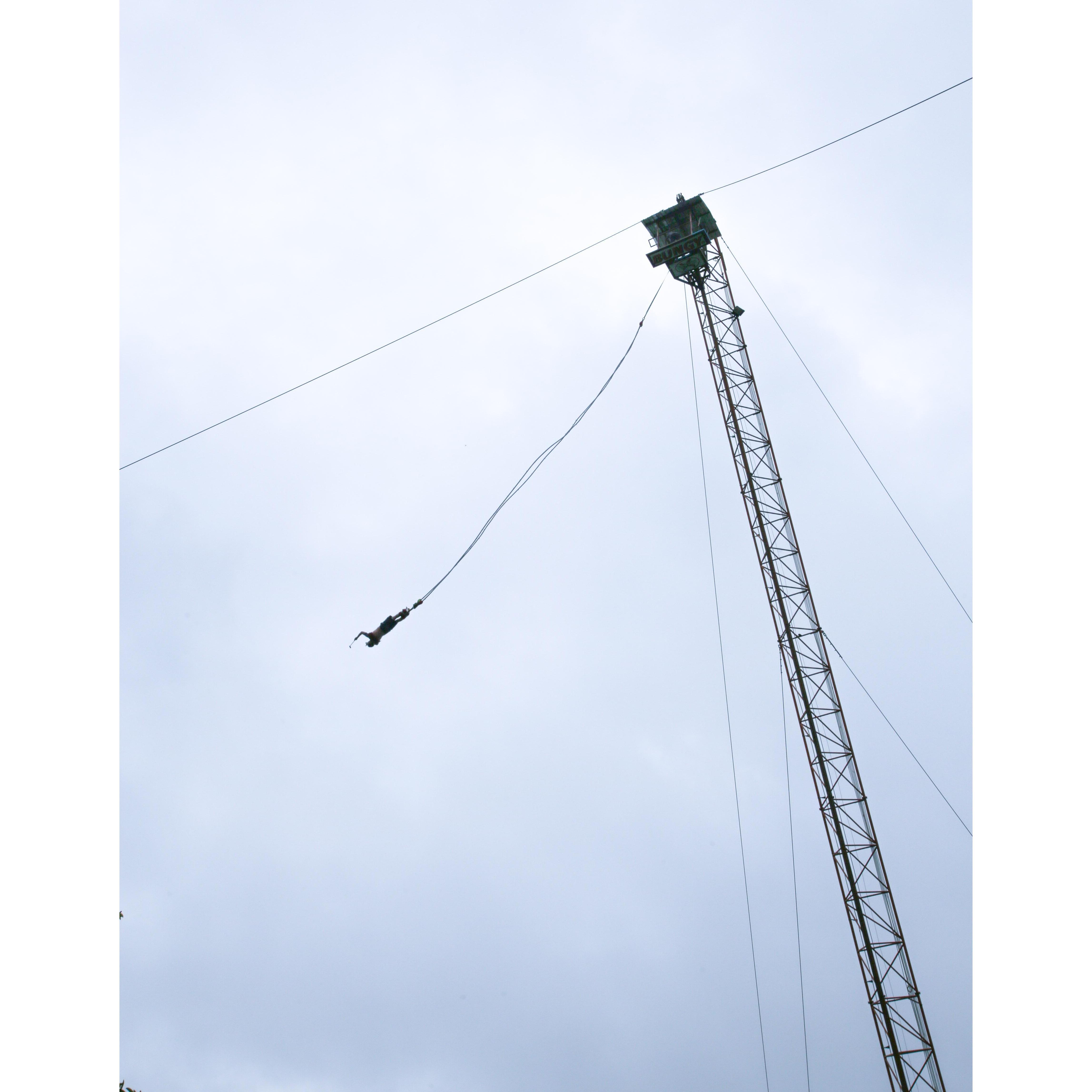 Evan bungee jumping in Thailand