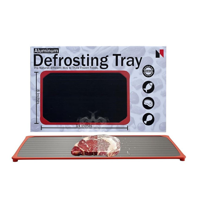Neon Pulse Quick Defrosting Tray for Frozen Meat-Large Size Defrost Trays for Rapid Thawing-Aluminum Meat Thawing Tray for Frozen Meat-Non Stick Defrost Plate-Fast Meat Defroster