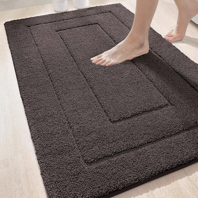 DEXI Bathroom Rug Mat, Extra Soft Absorbent Premium Bath Rug, Non-Slip Comfortable Bath Mat, Carpet for Tub, Shower, Bath Room, Machine Washable, 24"x43", Brown