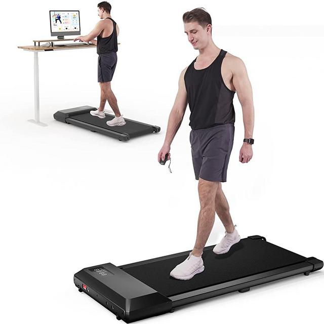 DeerRun Walking Pad, 2 in 1 Under Desk Treadmill, Walking Pad Treadmill Under Desk 300 Lbs Capacity, Mini Treadmill in LED Display