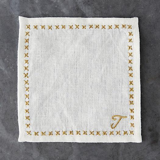 Monogrammed Cocktail Napkin Set, Ivory