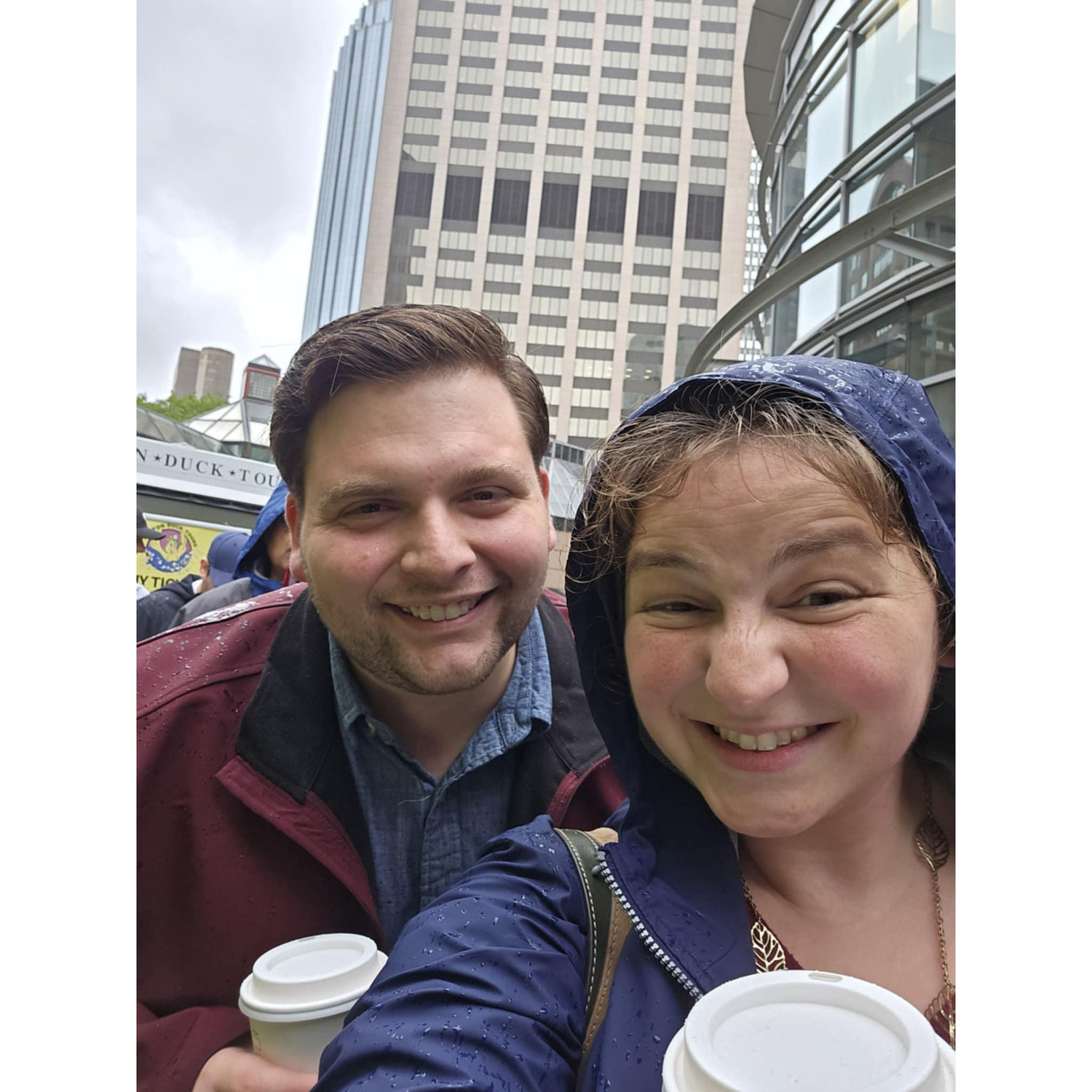 One year out from our wedding! Took a duck tour around Boston to celebrate.