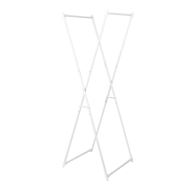 Household Essentials Valet Folding Clothes Rack, Strong Metal X-Frame, Chic Design, Great for Guest and Dressing Rooms, Portable and Easy to Use, Folds Flat, White