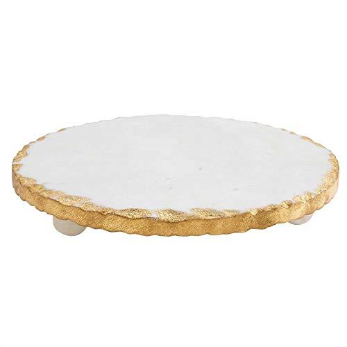 Mud Pie Marble Trivet, 1 1/4" x 8 1/2" dia, Gold