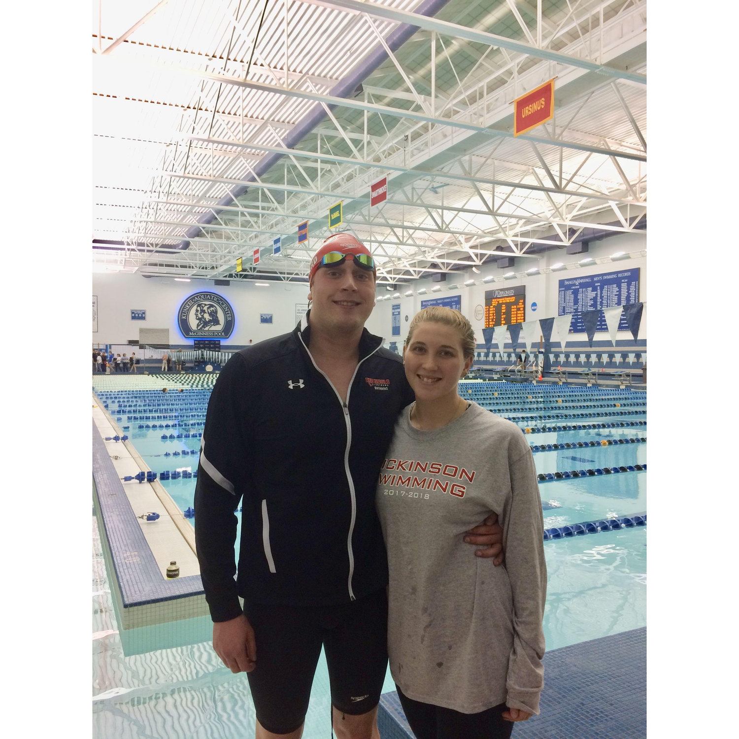 It all started on Dickinson's swim team. This is us on our final day of conference champs our senior year in 2018