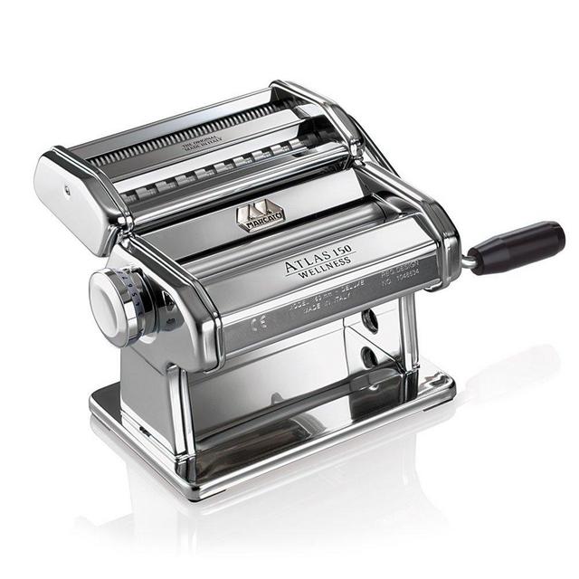 Marcato Atlas Pasta Machine, Made in Italy, Stainless Steel, Includes Pasta Cutter, Hand Crank, and Instructions