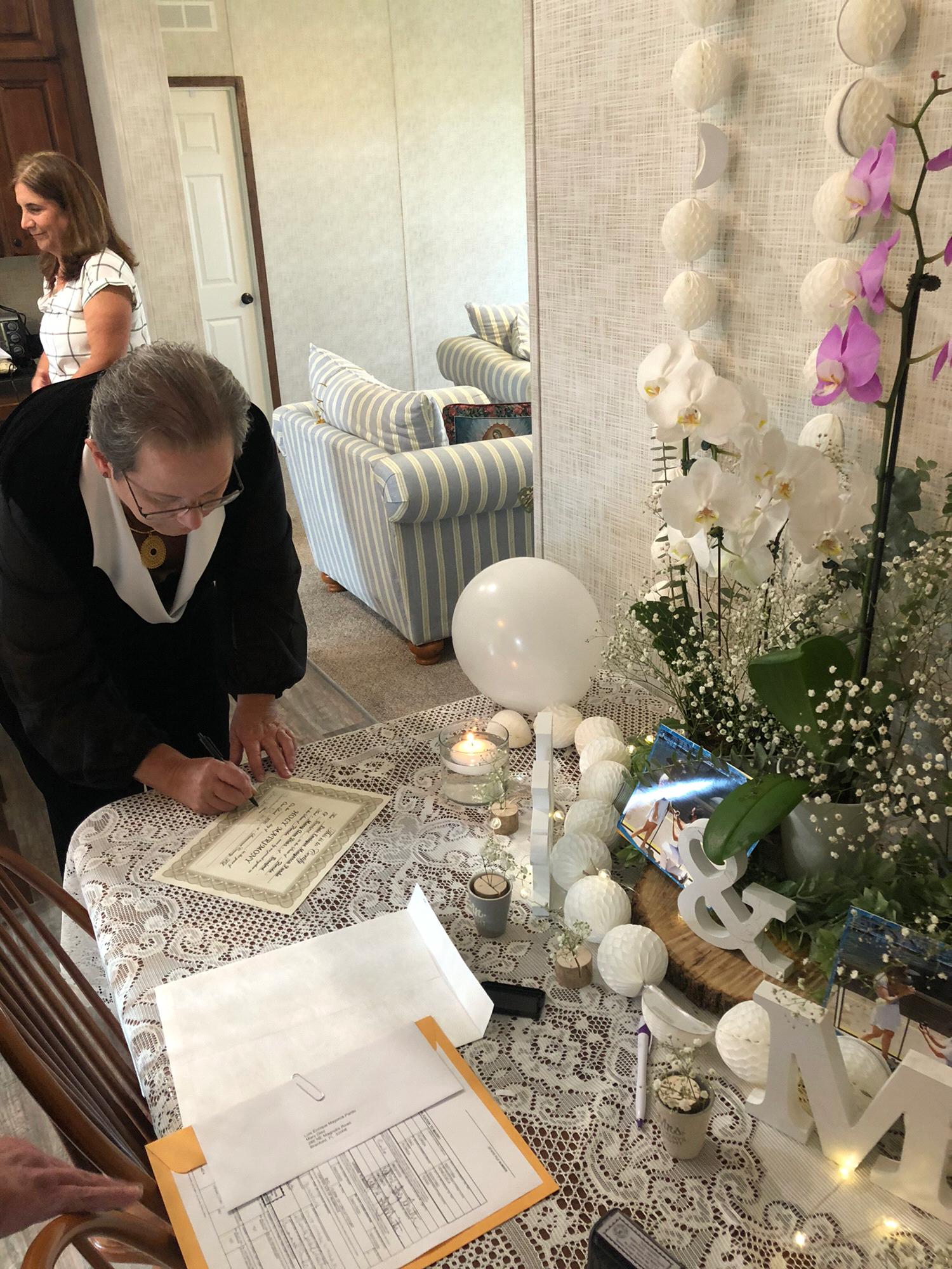 Mary's mom signing as witness