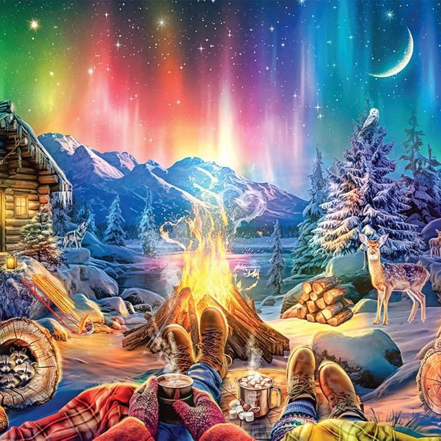 Buffalo Games - LARS - Winter's Night Bonfire - 1000 Piece Jigsaw Puzzle for Adults -Challenging Puzzle Perfect for Game Nights - Finished Size is 26.75 x 19.75