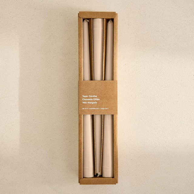 Signature Wax, Basic Tapers, Taupe, Set of 6