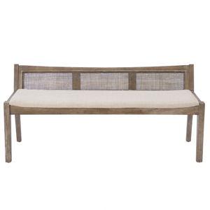 Donner Cane Back Cushioned Bench - Brown