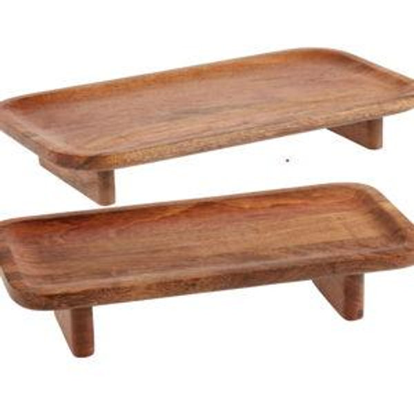 Mango Wood Footed Serving Tray - World Market