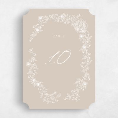 Beige Ticket Wedding Table Number - Taylan