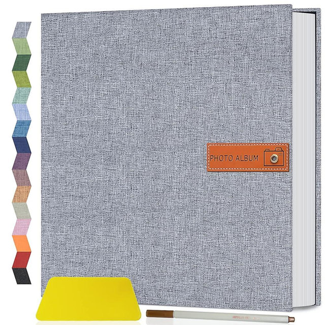 Popotop Large Photo Album Self Adhesive 4x6 5x7 8x10 Scrapbook Album DIY Picture Book,Gifts for Mom,Family Baby and Wedding,with Metal Pen and Plastic Board