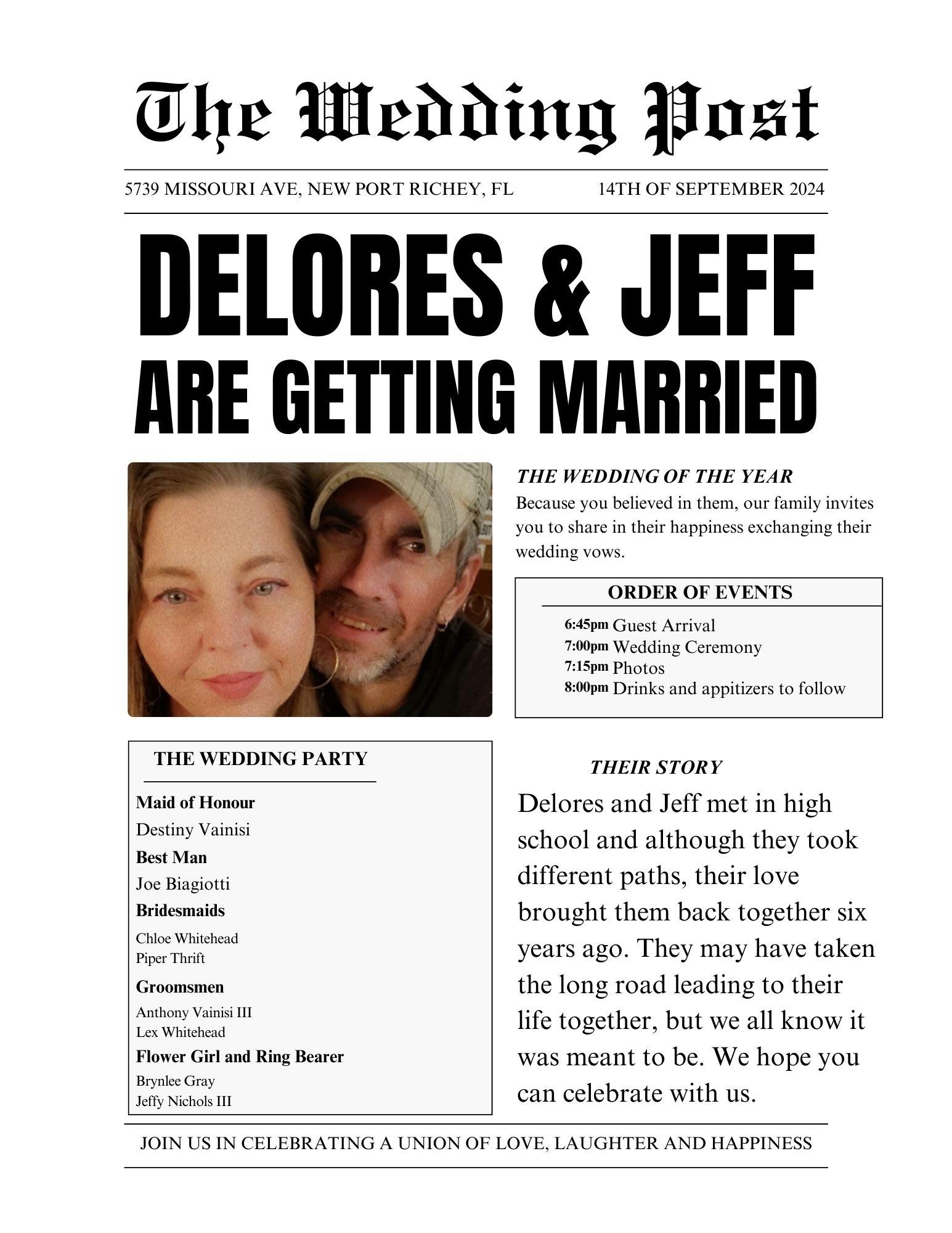 The Wedding Website of Delores Johnson and Jeff Nichols