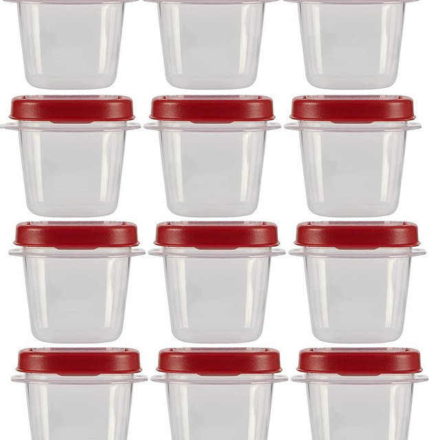 Rubbermaid Easy Find Lids Food Storage Containers, 0.5 Cup, Clear With Red Lids 12 Pack (12 Cups)