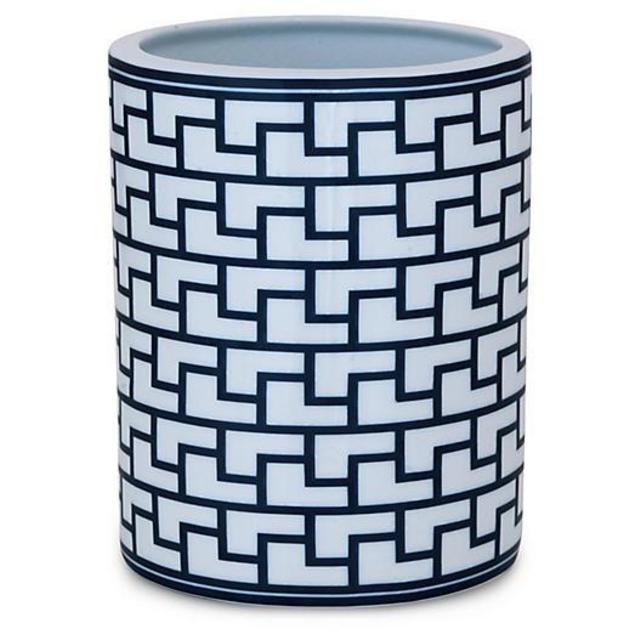 9" Paul Geometric Vase, Indigo/White