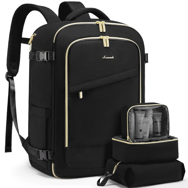 LOVEVOOK Travel Backpack for Women, 40L Carry On Backpack for Airplanes, Personal Item Bag for Airlines Fits 17 inch Laptop, TSA Approved Luggage with 3 Packing Cubes,Waterproof Weekender Gym Backpack