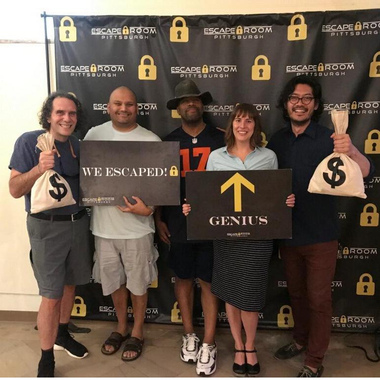 That time we went to an escape room on a work trip and found ourselves next to each other working to solve almost every puzzle.