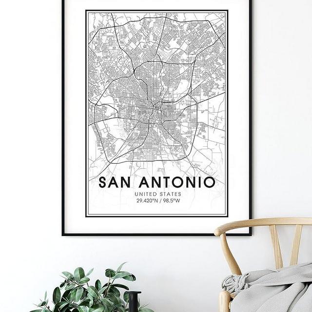 San Antonio Map Print City Map Wall Art San Antonio Texas Poster | 11x17 12x18 16x24 24x36 Modern Unframed Wall Art Poster | Minimalist Home Office Decor for Gifts