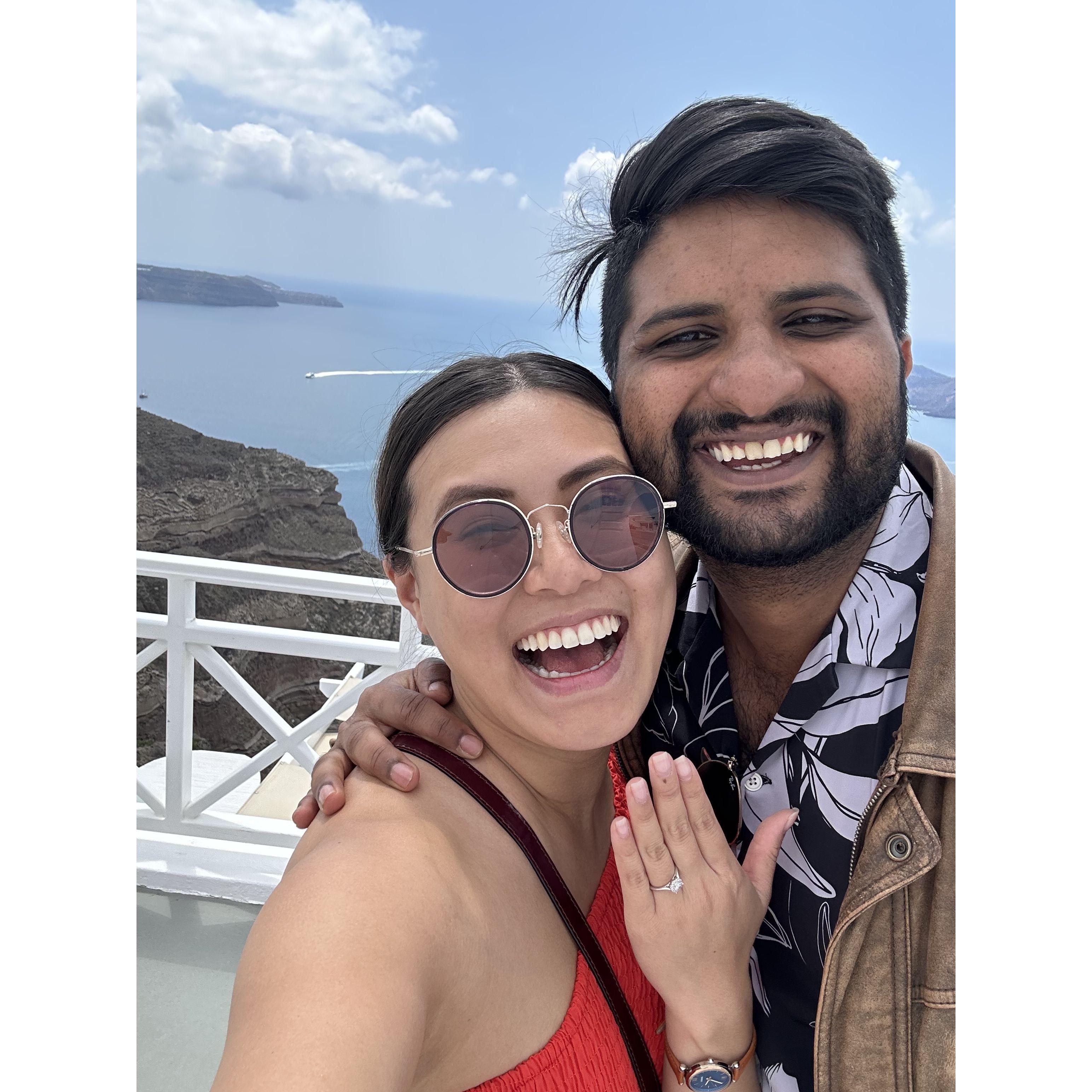 We got engaged on the beautiful island of Santorini, Greece on the 23rd May 2023.