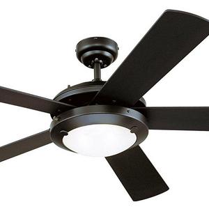Westinghouse 7801665 Comet Two-Light 52-Inch Reversible Five-Blade Indoor Ceiling Fan, Matte Black with Frosted Glass