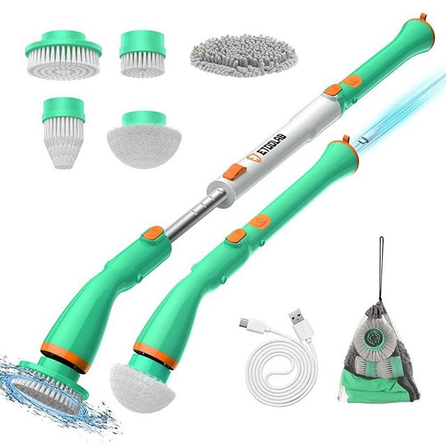 ETOOLAB Electric Spin Scrubber, Lazy Cleaning Artifact Cordless Cleaning Brush, 55 Inch Extra Long Handle with 5 Replaceable Brush Heads, Powerful Shower Scrubber for Tub, Bath, Kitchen, Car, Floor