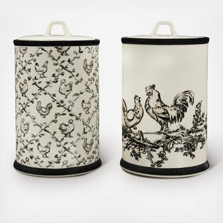Stoneware 2-Piece Canister Set with Lids