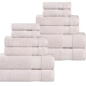 Classic Zero Twist Cotton Medium Weight Ultra-Soft Absorbent 12 Piece Towel Set, Silver - Blue Nile Mills