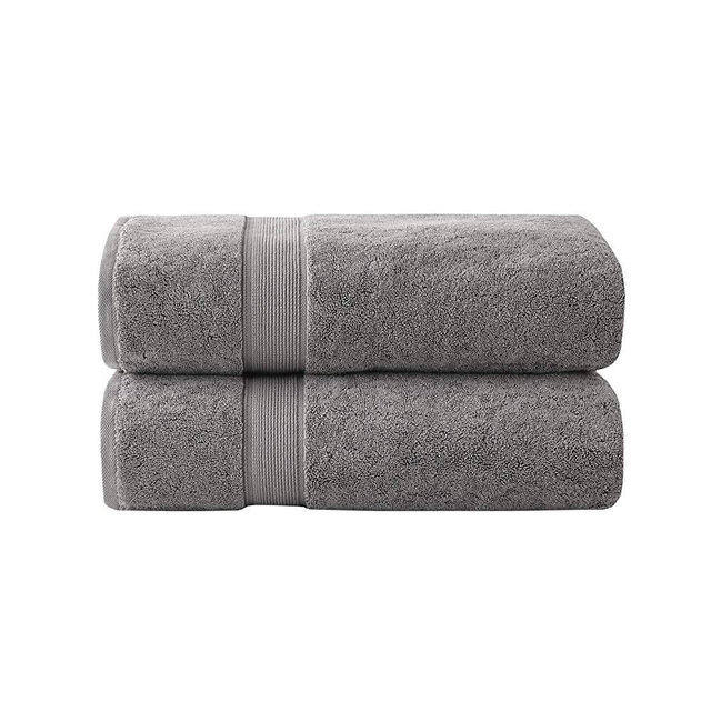 Madison Park Signature 800GSM 100% Cotton Luxurious Bath Towel Set Highly Absorbent, Quick Dry, Hotel & Spa Quality for Bathroom, Bath Sheet 34" x 68", Grey 2 Piece